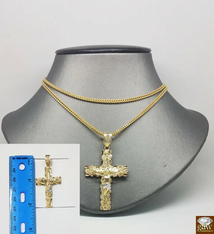 Necklaces globalwatches10 10k Yellow Gold Franco Chain Necklace Cross pendant charm 22 24 26 28 30 Necklaces globalwatches10 10k Yellow Gold Franco Chain Necklace Cross pendant charm 22 24 26 28 30