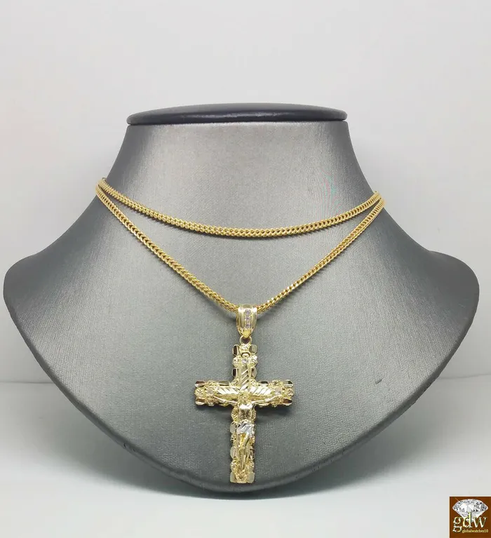 Necklaces globalwatches10 10k Yellow Gold Franco Chain Necklace Cross pendant charm 22 24 26 28 30