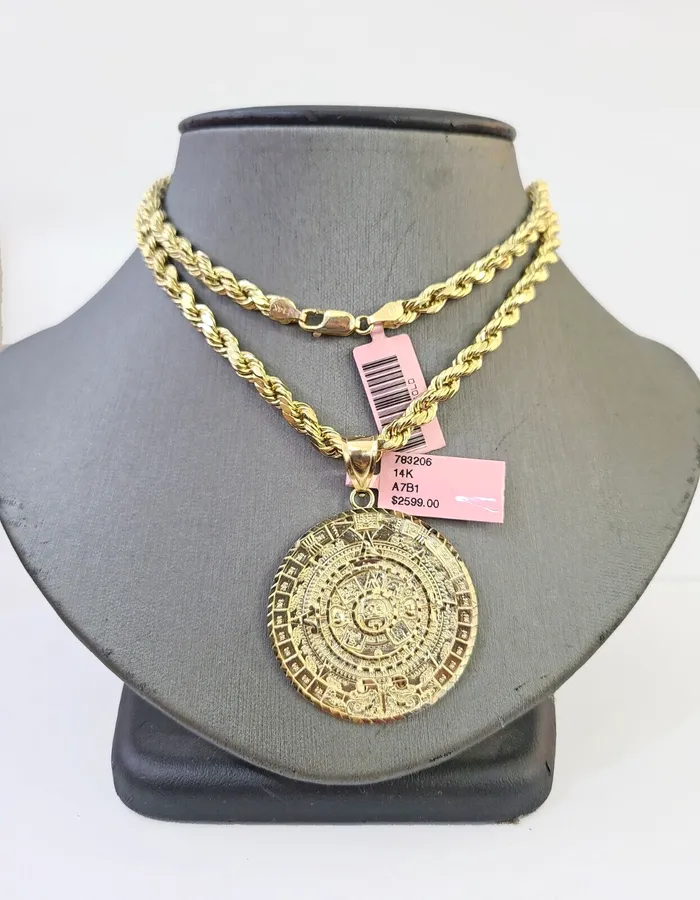 Necklaces Globalwatches10 14k Yellow Gold Rope Chain Mayan Calendar Charm SET 5mm 24 Inches Necklace Necklaces Globalwatches10 14k Yellow Gold Rope Chain Mayan Calendar Charm SET 5mm 24 Inches Necklace