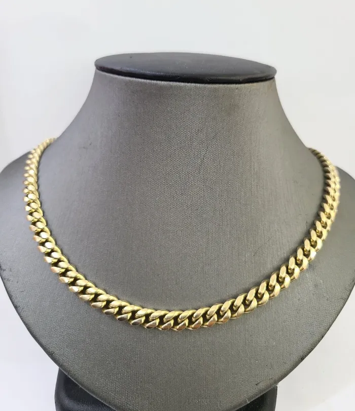 Necklaces Gold and Diamond 14k Gold Miami Cuban Link Chain Necklace 7mm 24 Box Lock Real 14kt Yellow Gold Necklaces Gold and Diamond 14k Gold Miami Cuban Link Chain Necklace 7mm 24 Box Lock Real 14kt Yellow Gold