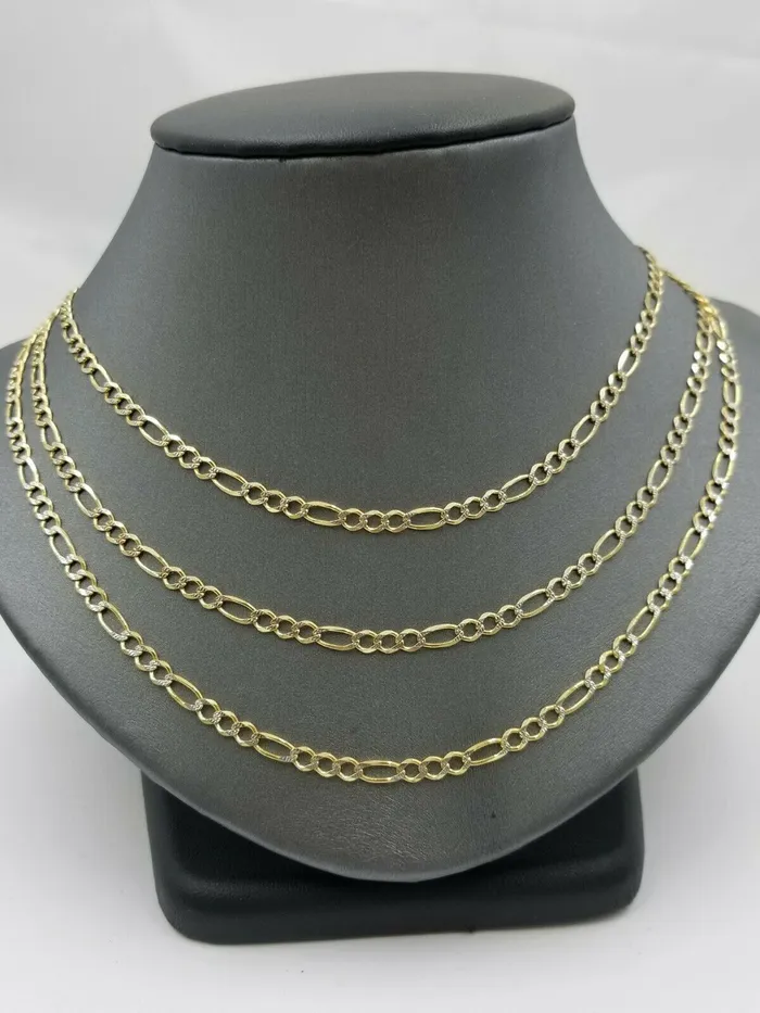Necklaces Gold and Diamond 14k Yellow Gold Figaro Link Chain Necklace 18 20 22 24 26 Diamond cut Real Necklaces Gold and Diamond 14k Yellow Gold Figaro Link Chain Necklace 18 20 22 24 26 Diamond cut Real
