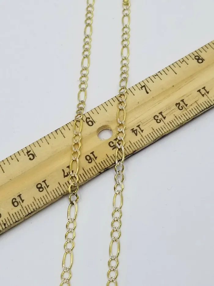 Necklaces Gold and Diamond 14k Yellow Gold Figaro Link Chain Necklace 18 20 22 24 26 Diamond cut Real