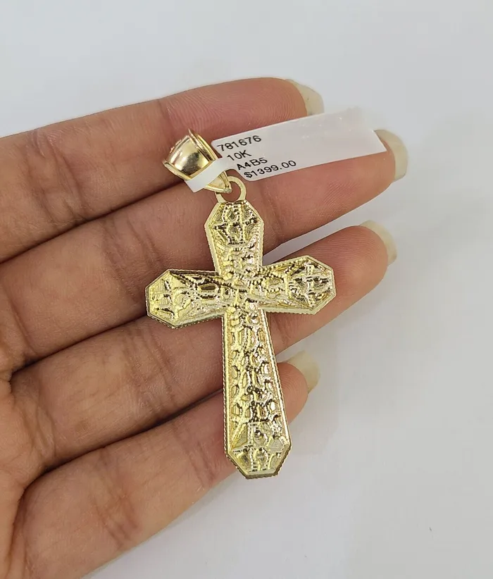 Necklaces Gold and Diamond Real 10k Rope Chain Jesus Cross Charm Necklace Pendant Set 5mm 2030 Inch Gold