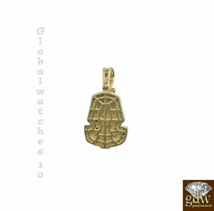Necklaces Gold and Diamond Solid 10k Gold Pharaoh Head Charm with Rope chain in 20 22 24 26 Inch Pendant