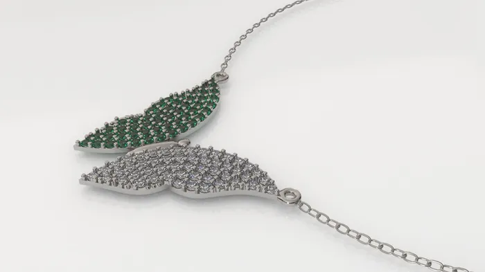 Necklaces Jcm 21 jewelry 14K Gold Pendant with 51 Emeralds and 51 Diamonds STT Prong Only Pendant Butterfly Style