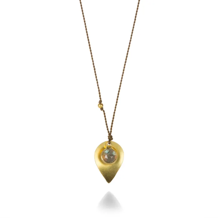 Necklaces Margaret Solow Labradorite and Gold Pendant
