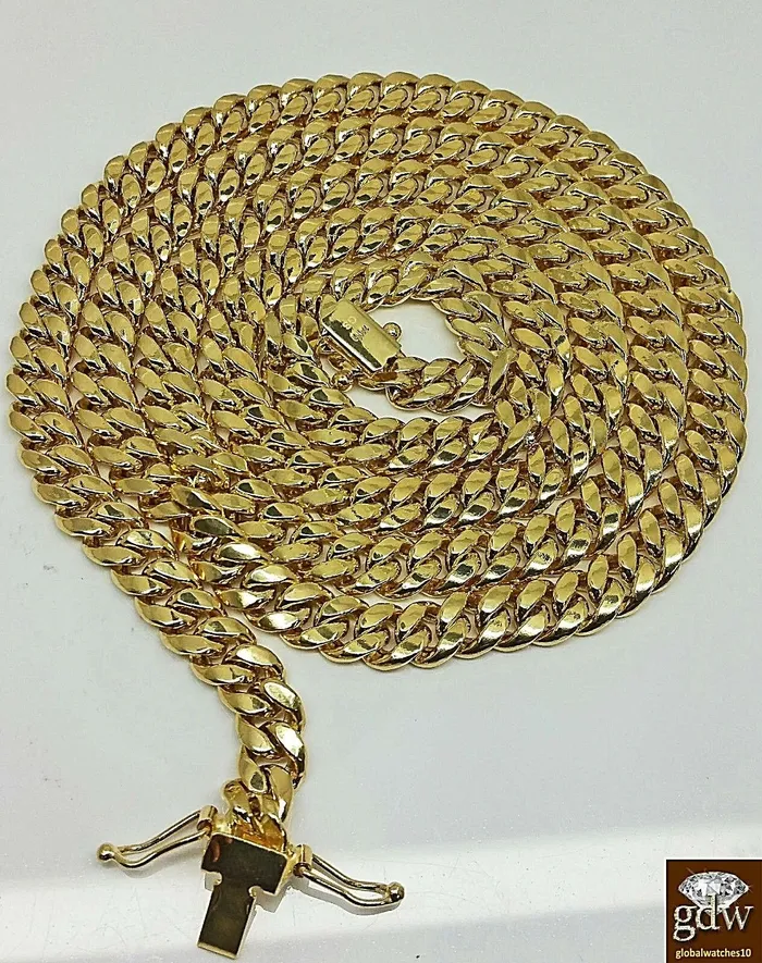 Necklaces Real 14k Yellow Gold Cuban Miami Chain Necklace 6mm 28 Box Lock 14k Gold and Diamond Necklaces Real 14k Yellow Gold Cuban Miami Chain Necklace 6mm 28 Box Lock 14k Gold and Diamond