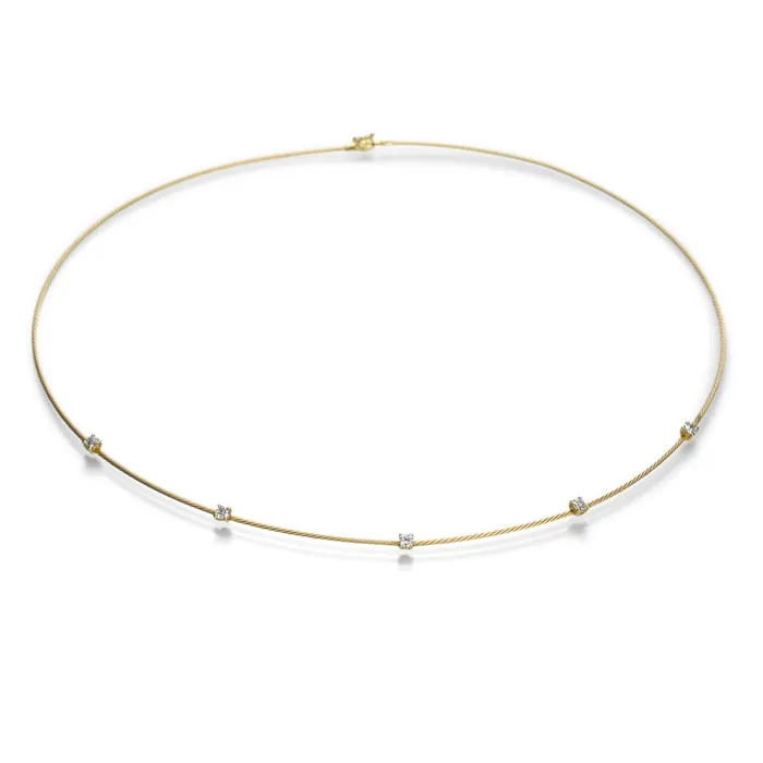 Paul Morelli Necklaces 18k Yellow Gold Wire Necklace with Diamonds