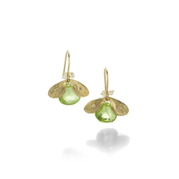 Peridot Pearl Gem Bug Earrings Annette Ferdinandsen Earrings