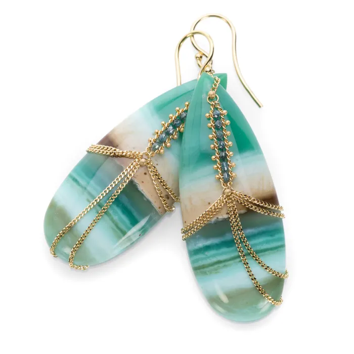 Petrified Wood with Blue Opal Earrings Amali Earrings