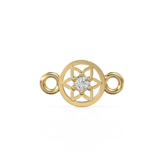 PreStyled Sets Jalvi Co 6x11mm Tiny Flower 18k Solid Yellow Gold Brilliant Diamond Connector Spacer Solid 14k Gold Handmade Floral Finding