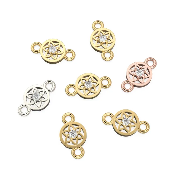 PreStyled Sets Jalvi Co 6x11mm Tiny Flower 18k Solid Yellow Gold Brilliant Diamond Connector Spacer Solid 14k Gold Handmade Floral Finding PreStyled Sets Jalvi Co 6x11mm Tiny Flower 18k Solid Yellow Gold Brilliant Diamond Connector Spacer Solid 14k Gold Handmade Floral Finding