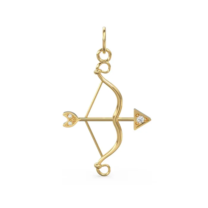PreStyled Sets Jalvi Co Bow Arrow Gold Diamond Pendant Solid Gold Arrow Charm Handmade Archery Jewelry Gold Diamond Cute Jewelry