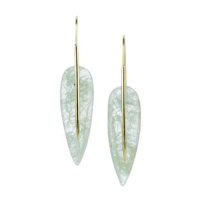 Rachel Atherley Earrings Aquamarine Feather Earrings