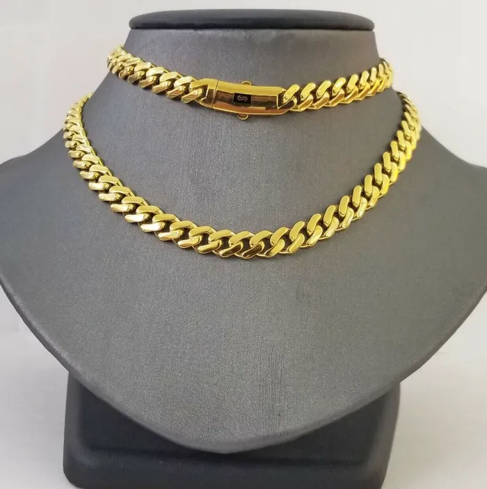 Real 10k Gold Royal Miami Cuban Monaco Link 8mm 22 yellow gold necklace Gold and Diamond Necklaces Real 10k Gold Royal Miami Cuban Monaco Link 8mm 22 yellow gold necklace Gold and Diamond Necklaces