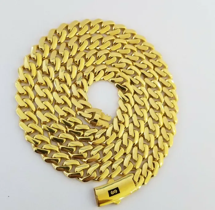 Real 10k Gold Royal Miami Cuban Monaco Link 8mm 22 yellow gold necklace Gold and Diamond Necklaces
