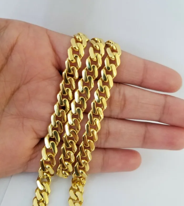Real 10k Gold Royal Miami Cuban Monaco Link 8mm 22 yellow gold necklace Gold and Diamond Necklaces