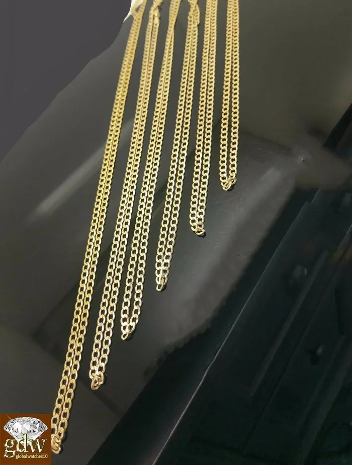 REAL 10k Yellow Gold Cuban link Necklace chain 18 24 30 Men Women Kids Gold and Diamond Necklaces