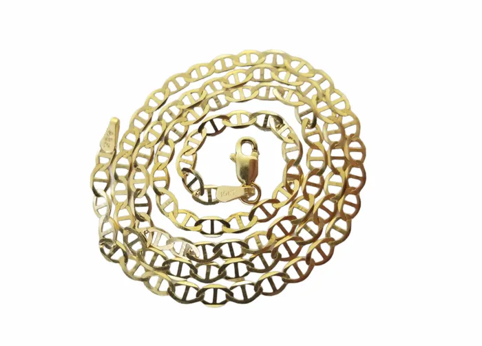 Real 10k Yellow Gold Mariner Anchor Link Chain 3mm Necklace 24 Inch Gold and Diamond Necklaces