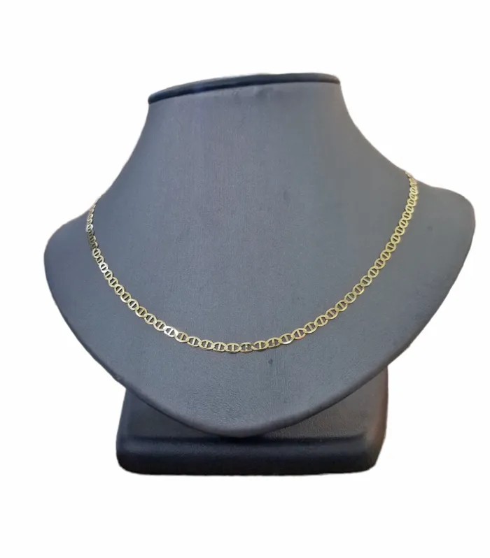 Real 10k Yellow Gold Mariner Anchor Link Chain 3mm Necklace 24 Inch Gold and Diamond Necklaces