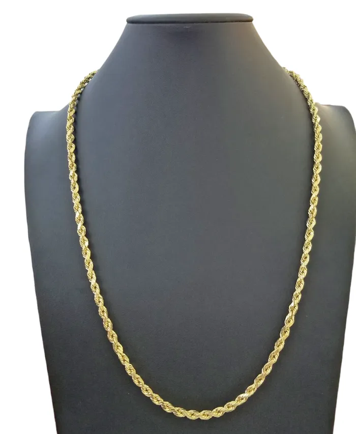 Real 10K Yellow Gold Rope Chain Necklace 26 Inch 3mm 10mm Real 10k Men Women Gold and Diamond Necklaces Real 10K Yellow Gold Rope Chain Necklace 26 Inch 3mm 10mm Real 10k Men Women Gold and Diamond Necklaces