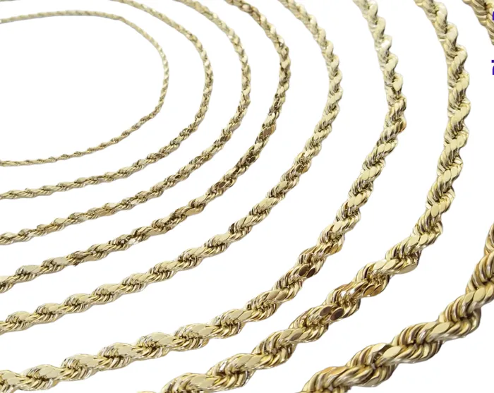 Real 10K Yellow Gold Rope Chain Necklace 26 Inch 3mm 10mm Real 10k Men Women Gold and Diamond Necklaces
