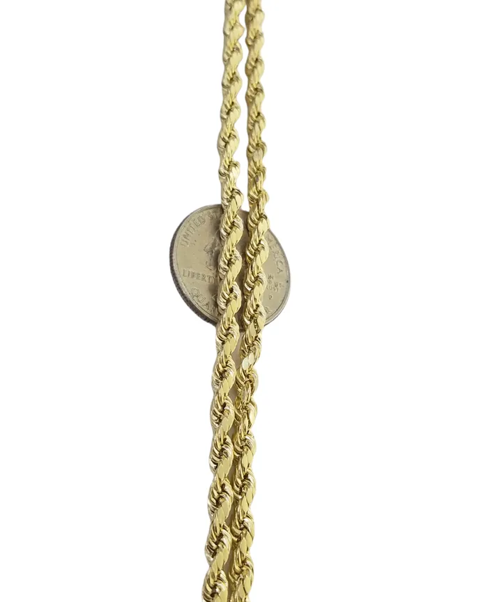 Real 10K Yellow Gold Rope Chain Necklace 26 Inch 3mm 10mm Real 10k Men Women Gold and Diamond Necklaces