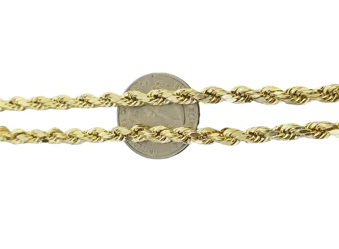 Real 10K Yellow Gold Rope Chain Necklace 26 Inch 3mm 10mm Real 10k Men Women Gold and Diamond Necklaces