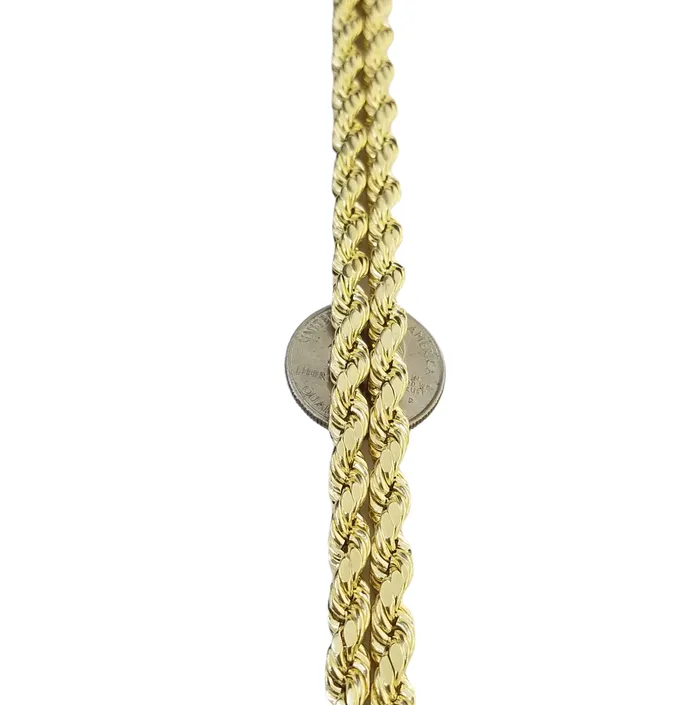 Real 10K Yellow Gold Rope Chain Necklace 26 Inch 3mm 10mm Real 10k Men Women Gold and Diamond Necklaces