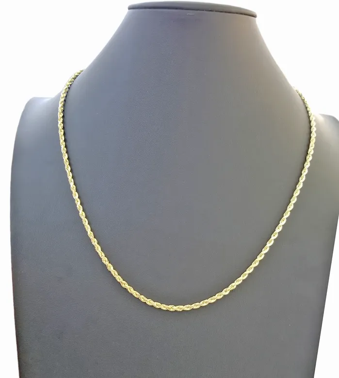 Real 10K Yellow Gold Rope Chain Necklace 26 Inch 3mm 10mm Real 10k Men Women Gold and Diamond Necklaces