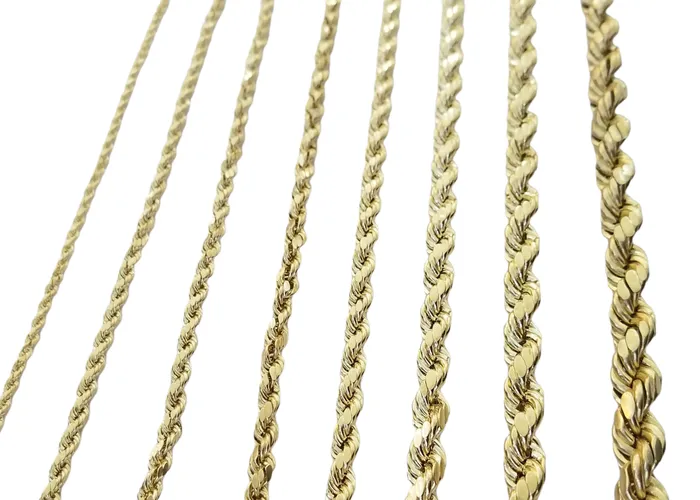 Real 10K Yellow Gold Rope Chain Necklace 26 Inch 3mm 10mm Real 10k Men Women Gold and Diamond Necklaces