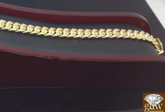 Real Gold Bracelet For Mens Miami Cuban Link Bracelet 8 Inch 8mm 10k Box Lock Gold and Diamond Bracelets