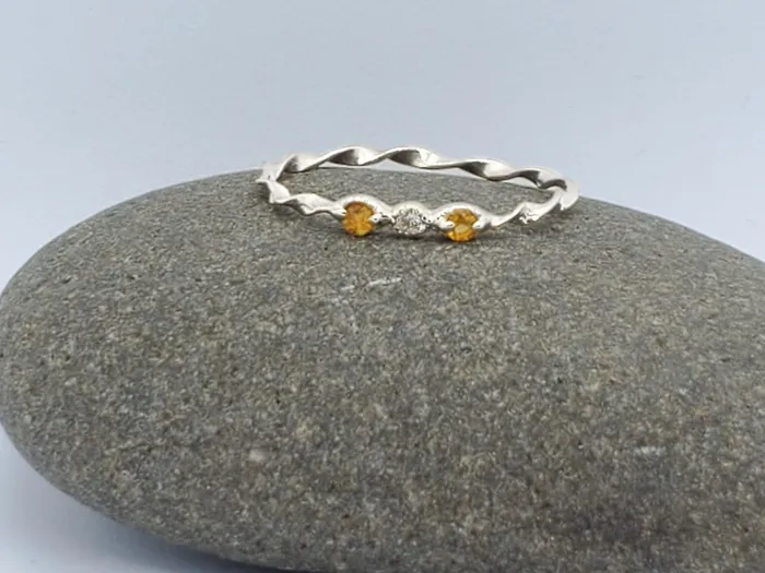 Rings 14K TWISTED RING WITH MILIGREEN FINISH JCM DESIGN JEWELRY