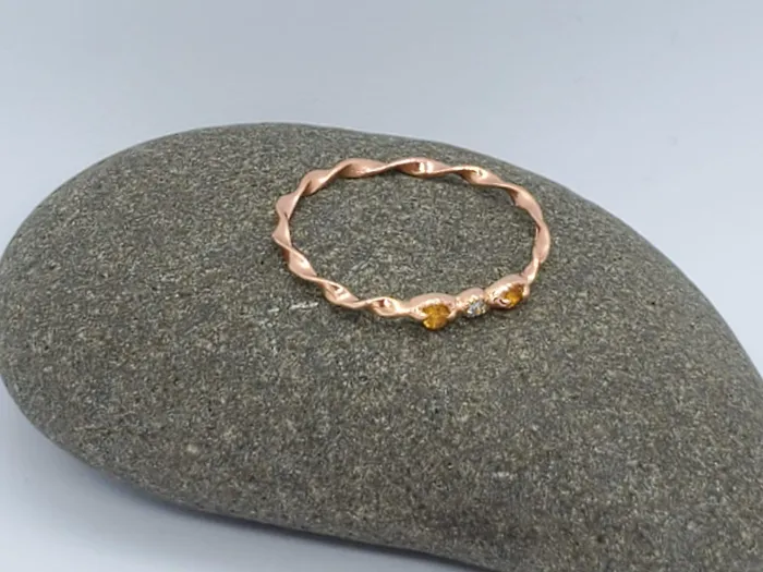 Rings 14K TWISTED RING WITH MILIGREEN FINISH JCM DESIGN JEWELRY