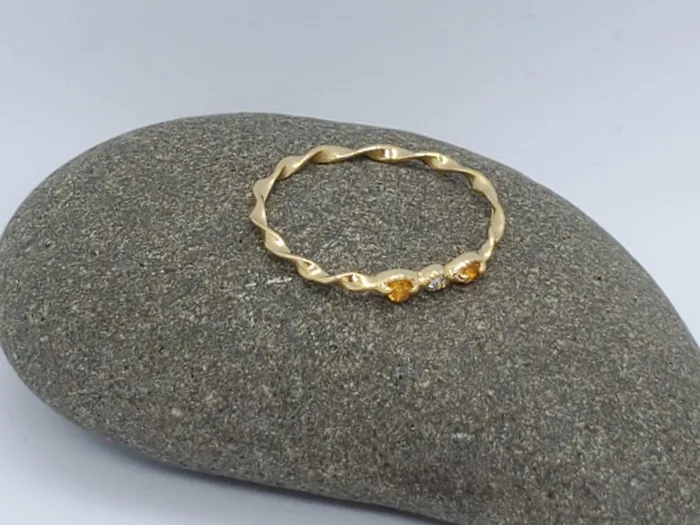 Rings 14K TWISTED RING WITH MILIGREEN FINISH JCM DESIGN JEWELRY