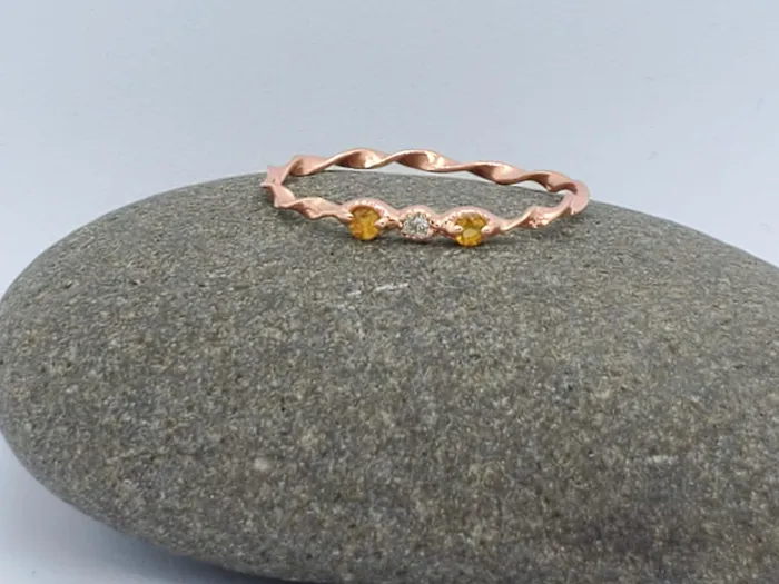 Rings 14K TWISTED RING WITH MILIGREEN FINISH JCM DESIGN JEWELRY