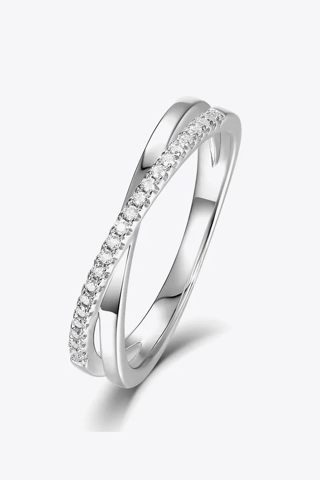 Rings 925 Sterling Silver Crisscross Moissanite Ring Trendsi