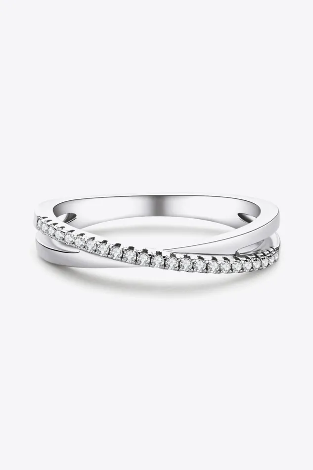 Rings 925 Sterling Silver Crisscross Moissanite Ring Trendsi