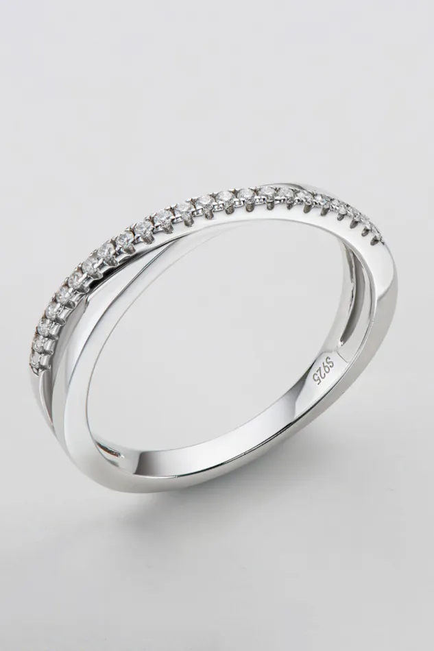 Rings 925 Sterling Silver Crisscross Moissanite Ring Trendsi