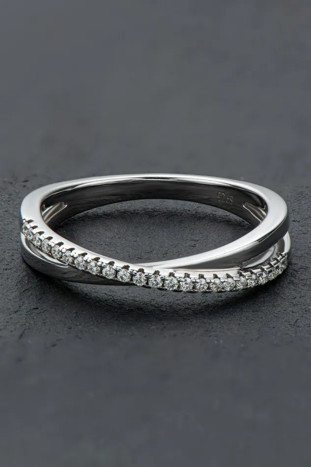 Rings 925 Sterling Silver Crisscross Moissanite Ring Trendsi