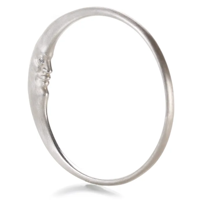Rings Anthony Lent Silver Crescent Moonface Bangle