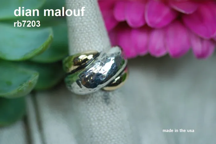 Rings dian malouf jewelry made in the usa rb7203 Classic Crisscross Ring With 14K Gold Edges Rings dian malouf jewelry made in the usa rb7203 Classic Crisscross Ring With 14K Gold Edges