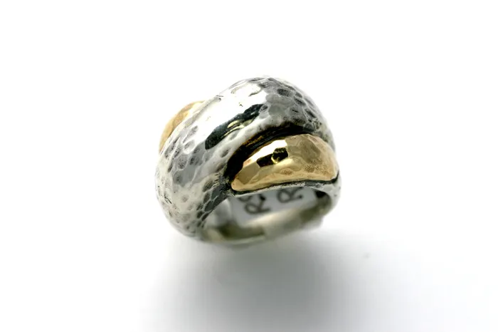 Rings dian malouf jewelry made in the usa rb7203 Classic Crisscross Ring With 14K Gold Edges Rings dian malouf jewelry made in the usa rb7203 Classic Crisscross Ring With 14K Gold Edges
