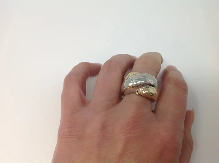 Rings dian malouf jewelry made in the usa rb7203 Classic Crisscross Ring With 14K Gold Edges Rings dian malouf jewelry made in the usa rb7203 Classic Crisscross Ring With 14K Gold Edges