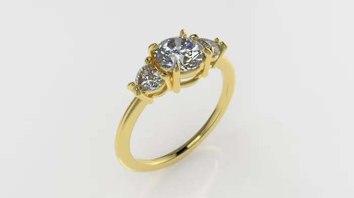 Rings JCM DESIGN JEWELRY 14K Gold Ring with 3 Diamonds STT 3Prong and 4Prong