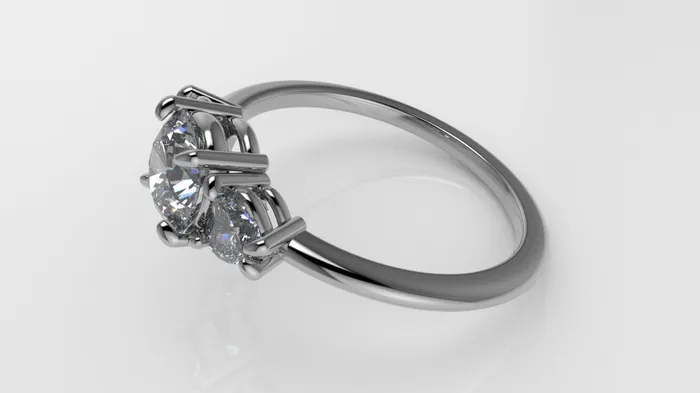 Rings JCM DESIGN JEWELRY 14K Gold Ring with 3 Diamonds STT 3Prong and 4Prong