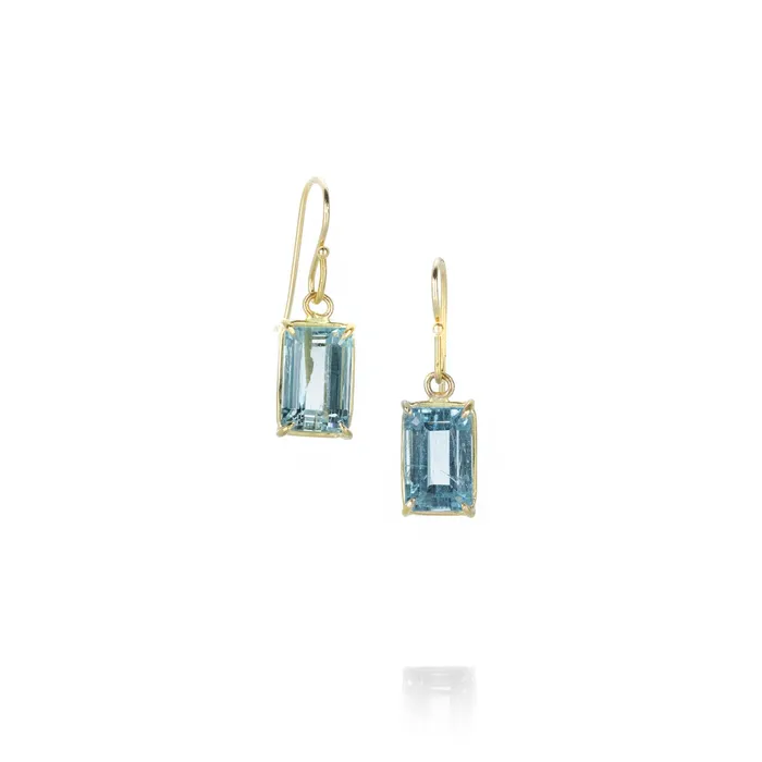 Rosanne Pugliese Earrings Emerald Cut Aquamarine Drop Earrings