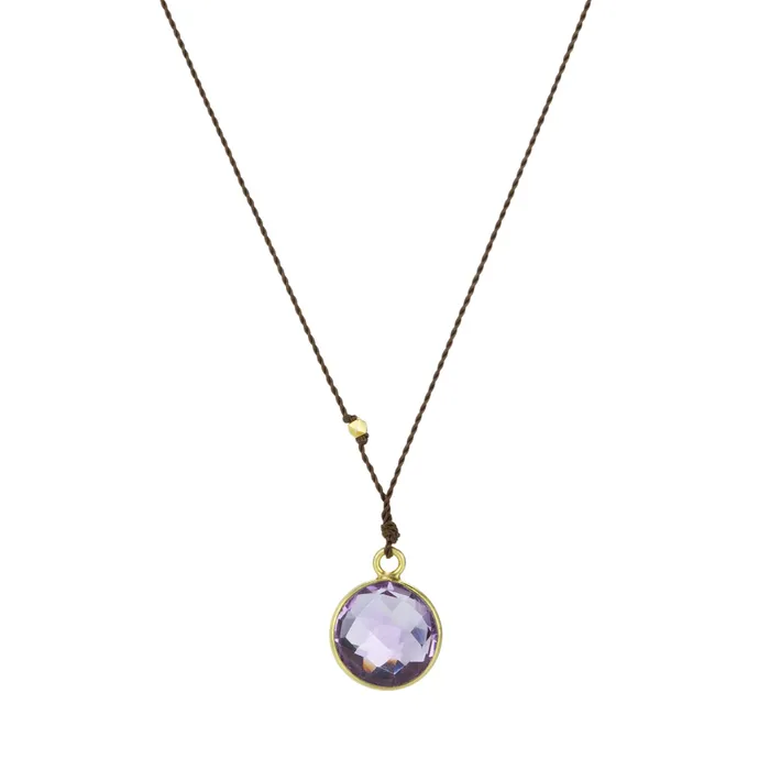 Round Amethyst Pendant Necklace Margaret Solow Necklaces