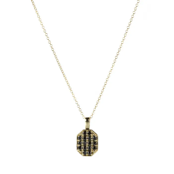 Sethi Couture Charm Necklaces Yellow Gold Black Diamond Tag Charm Charm Only
