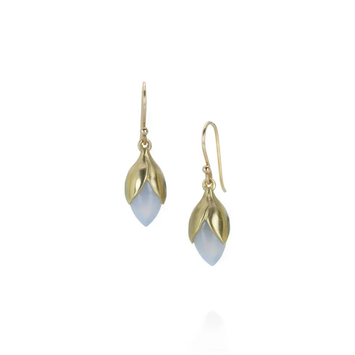 Small Blue Chalcedony Bud Drop Earrings Annette Ferdinandsen Earrings